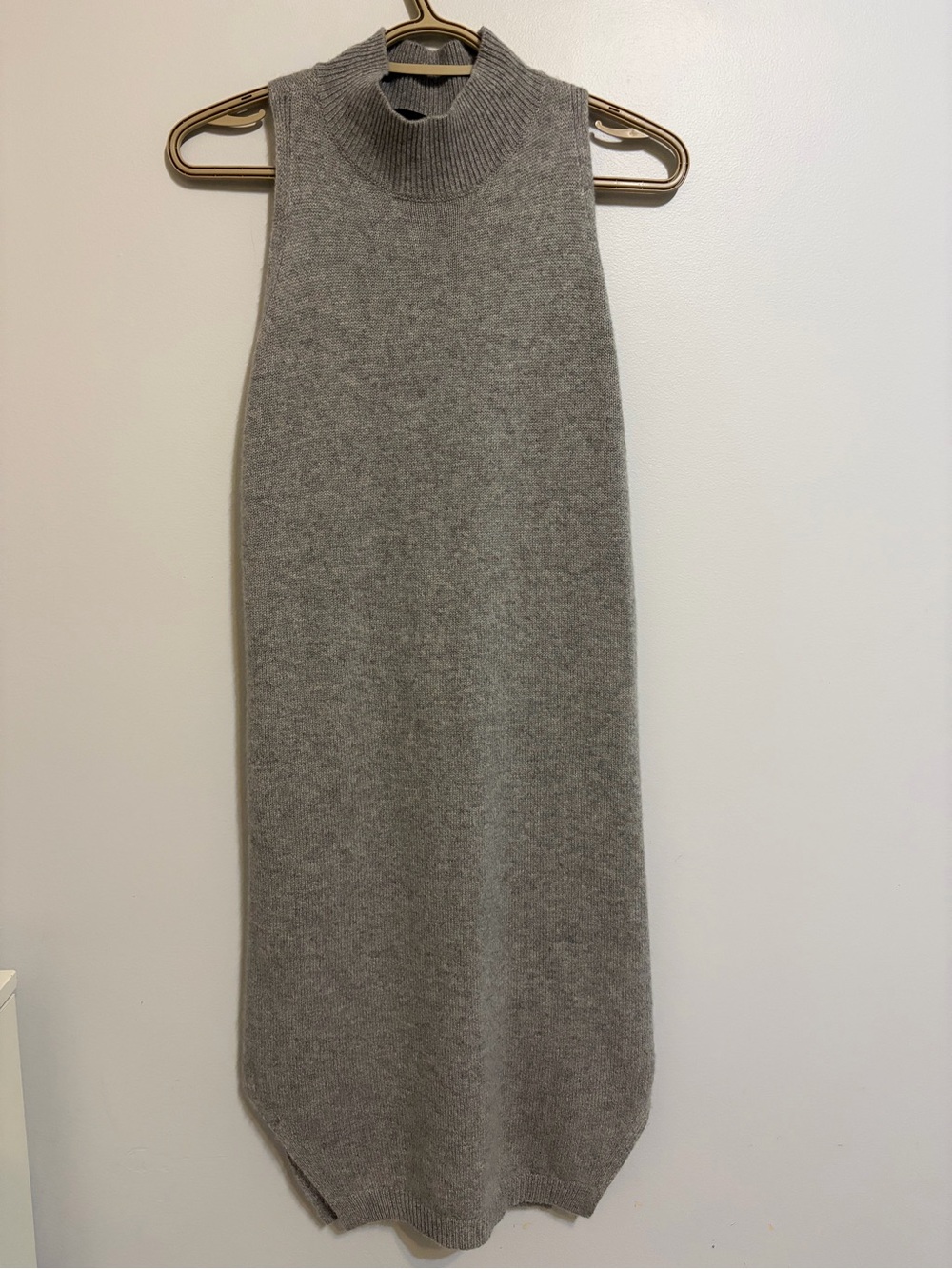360Cashmere Gloria Sleeveless Turtleneck Cashmere Midi Dress Heather Grey S